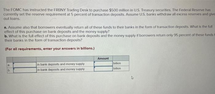 The FOMC has instructed the FRBNY Trading Desk to purchase $500 million