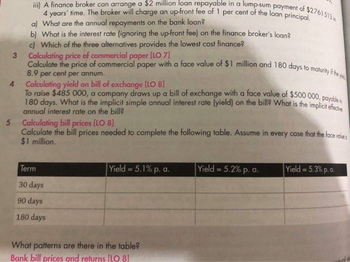  hello can you help me with question 4? iii) A finance