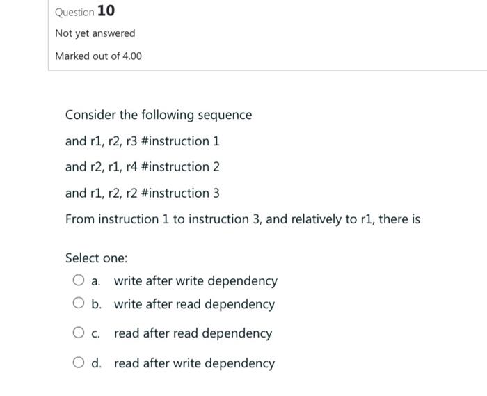 answered Marked out of 4.00 Consider the following sequence and r1, r2,