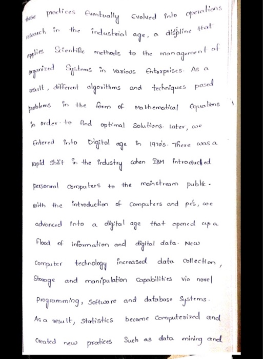  proclices Eventually Evolved into ich in the industrial age, a displine