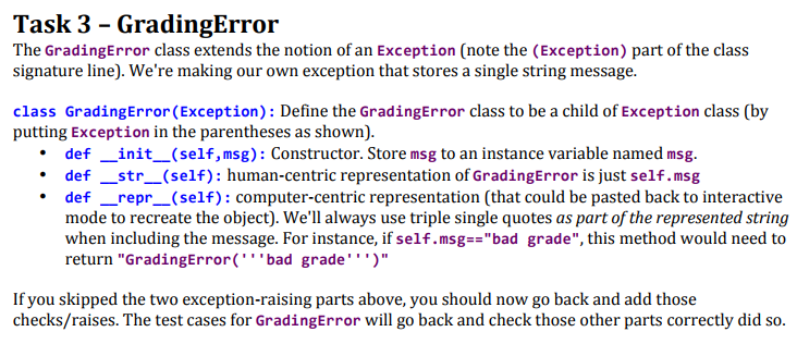 as follows: https://repl.it/Mz4Z/2 Task 1 - Grade A Grade represents a specific