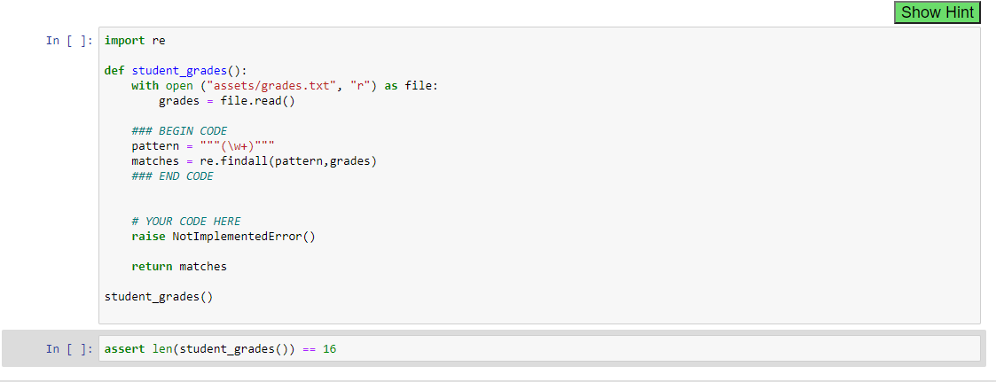 How to fix the incorrect regex between `### BEGIN CODE` and `###