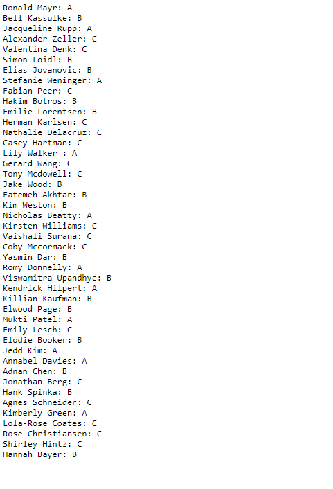 END CODE` to generate a list of just those students who received