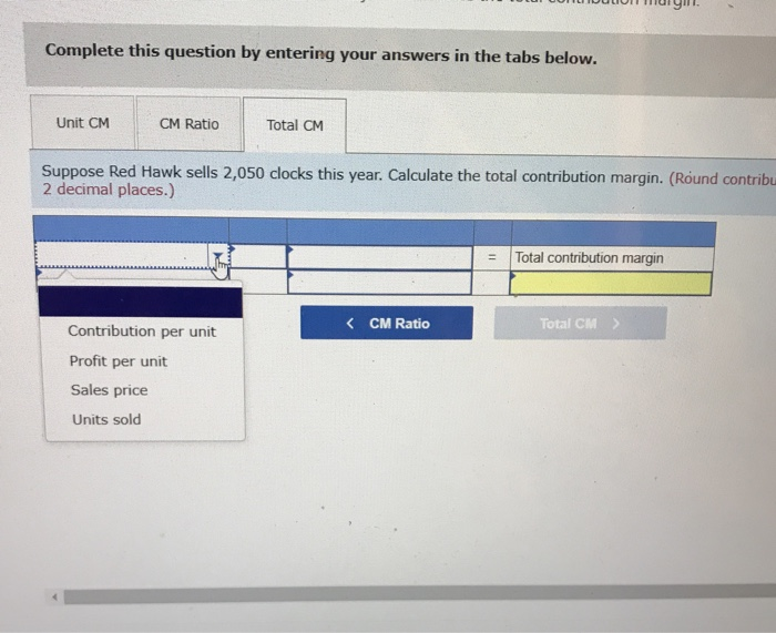 2 decimal places.) = Unit contribution margin Complete this question by entering