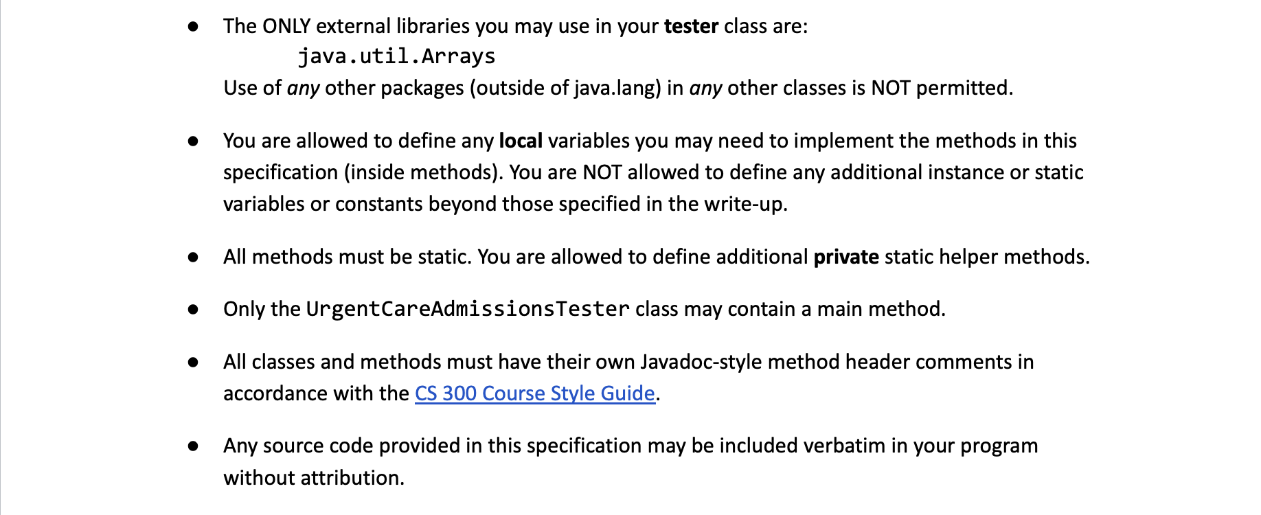 AS FOLLOWS. // File Header comes here import java.util.Arrays; // consider using