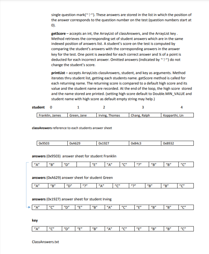 and ArrayLists, passing parameters to methods and returning values from methods, iterating
