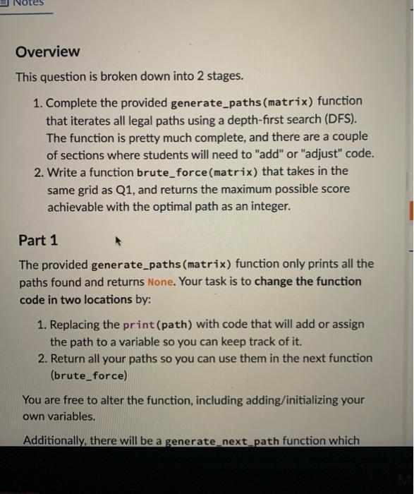  Overview This question is broken down into 2 stages. 1. Complete