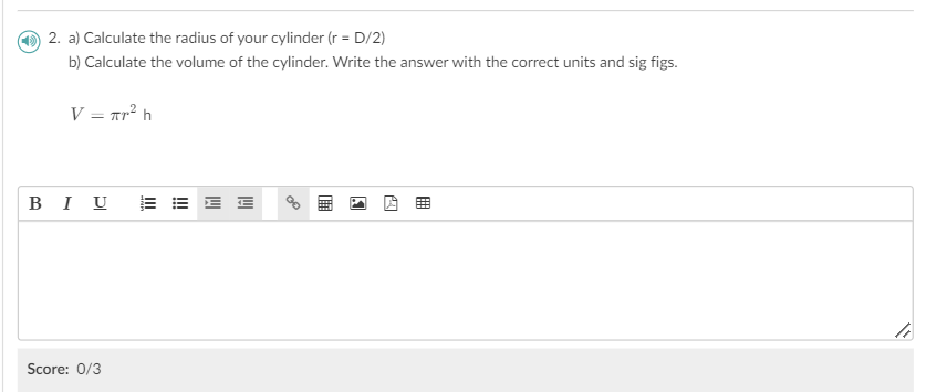and play the video Record the height of the cylinder (vertical direction!)