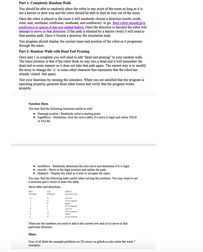 in this assignment to simulate a robot navigating a series of rooms