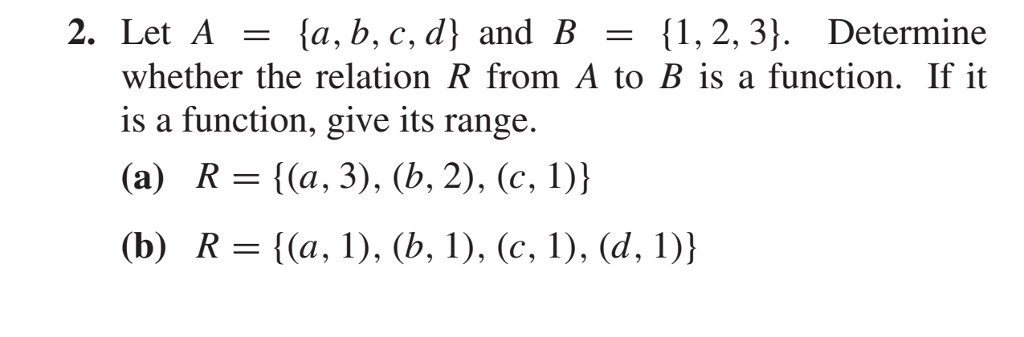2. Let A a, b, c, } and B-: {1, 2,