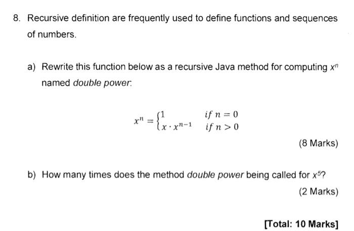 Data structure under topic recursion.The question is below. Recursive definition are frequently