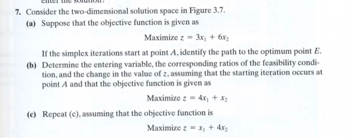 1 0 2 345 7. Consider the two-dimensional solution space in Figure
