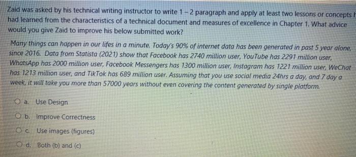  Zaid was asked by his technical writing instructor to write 1