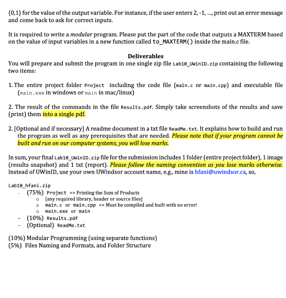 this lab, we want to write the boolean function (expression) for the