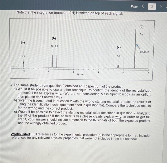 please help answer question 3 Note that the integration (number of H