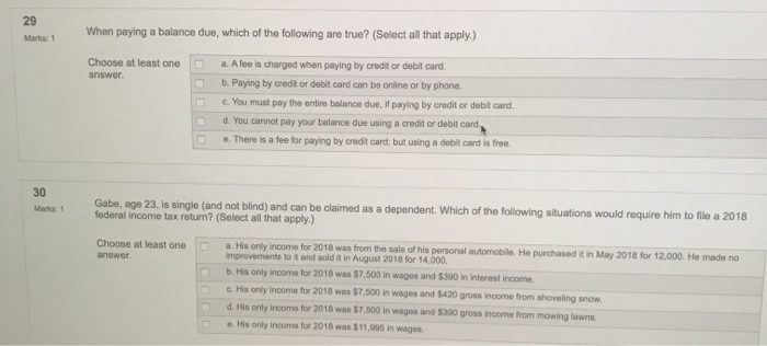 claimed for a daycare)? (Select all that apply.) Choose at least one
