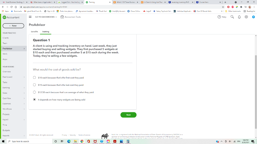 A client is using and tracking inventory on hand. Last week, they