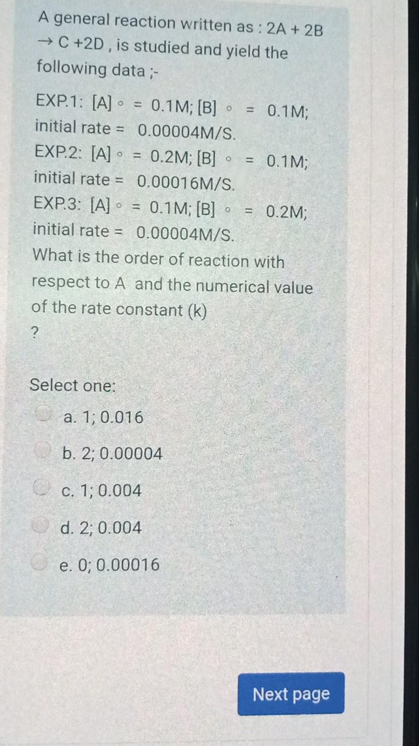A general reaction written as: 2A + 2B + C +2D,