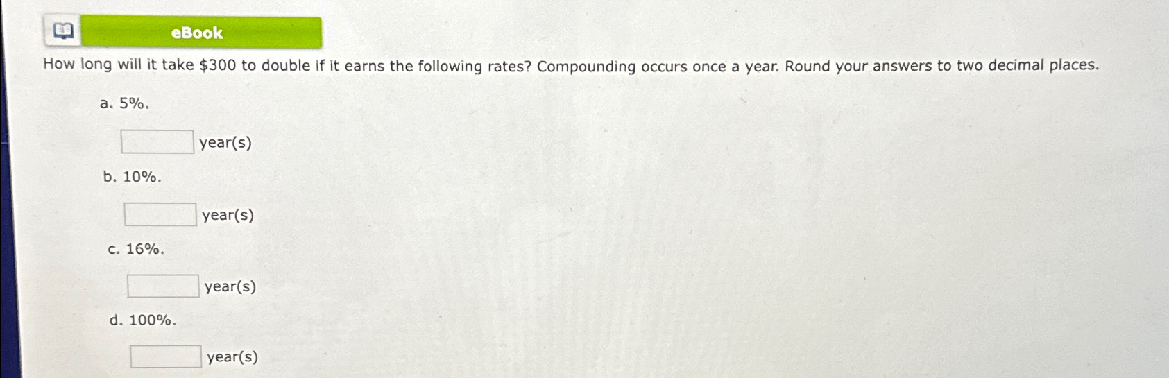  eBook How long will it take $300 to double if it