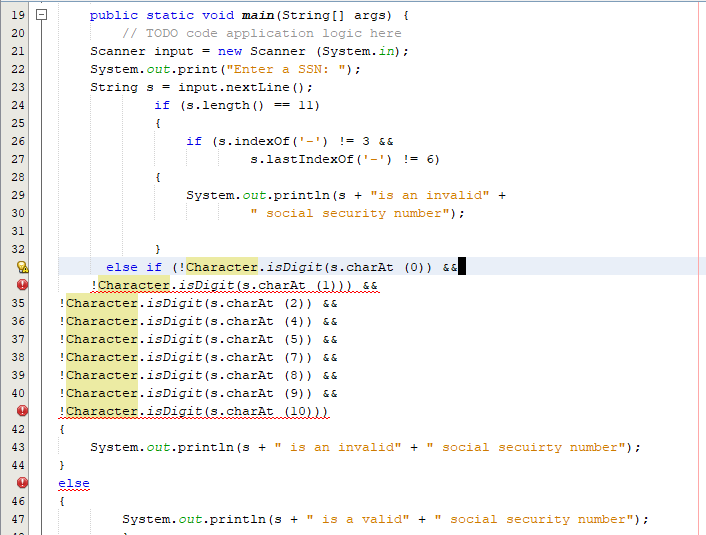 4.21 (Check SSN) Write a program that prompts the user to enter