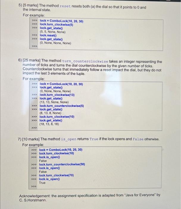 numbers between 0 and 59 (inclusive). The reset method resets both (a)