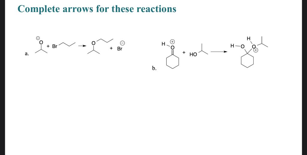  Complete arrows for these reactions a. b