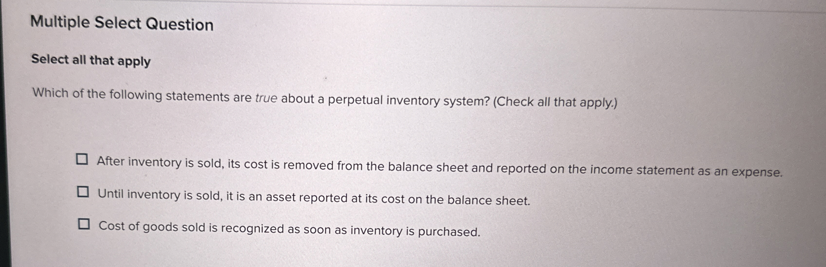  Multiple Select Question Select all that apply Which of the following