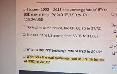  Between 1992-2016, the exchange rate of JPY to USD moved from
