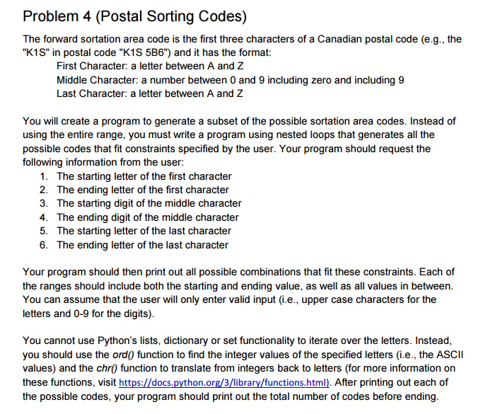 Can i get help with the python question pls. The forward sortation