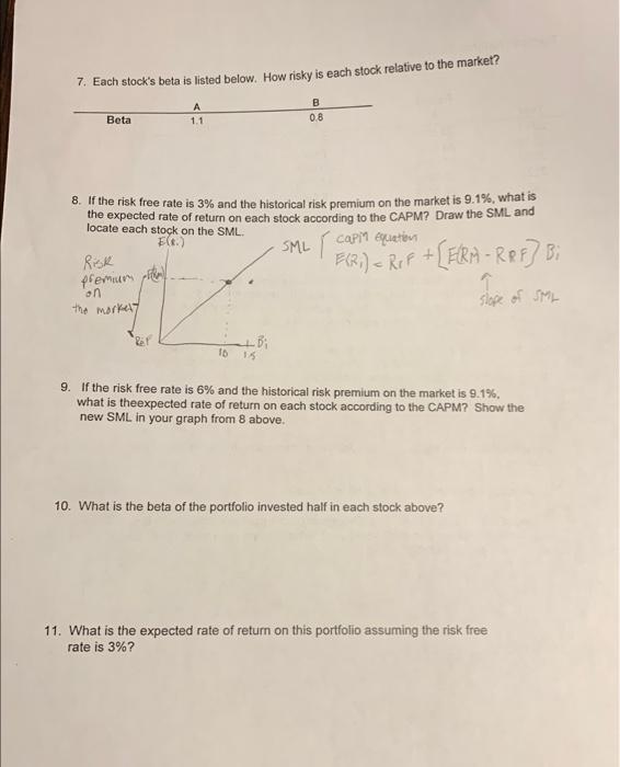 and 9 only calculate the expected returns. please show work as well