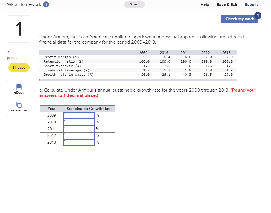  WK 3 Homework i Saved Help Save & Exit Submit Check