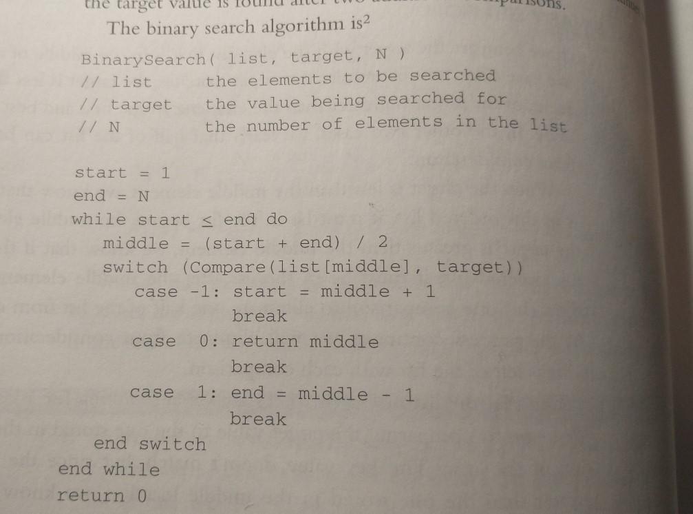 Python programming: Using the following pseudocode of a binary search algorithm as