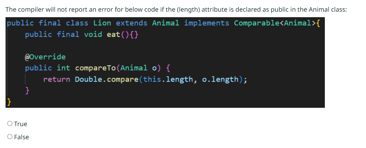  The compiler will not report an error for below code if