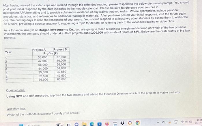  After having viewed the video clips and worked through the extended