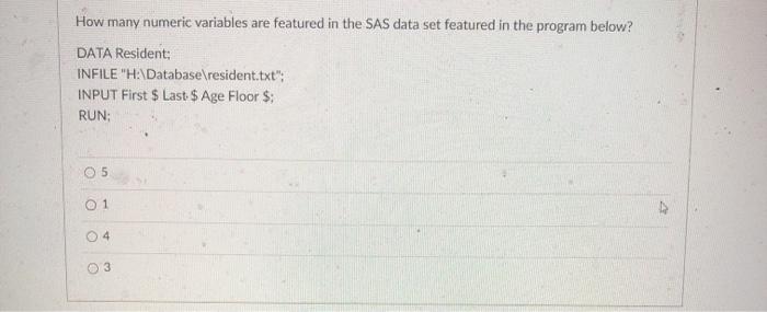  How many numeric variables are featured in the SAS data set