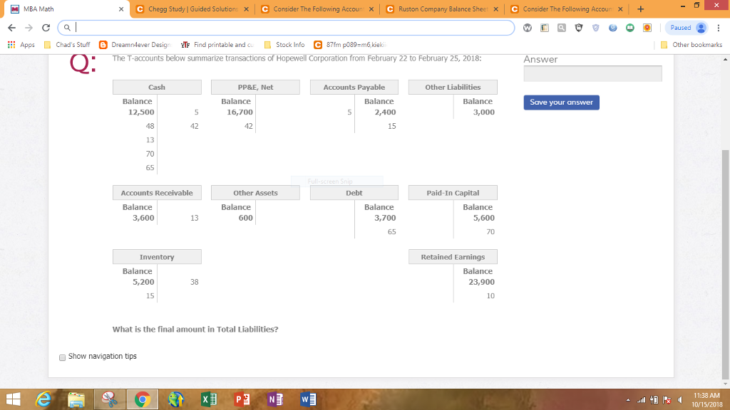  MBA Math Chegg Study | Guided Solutions Consider The Following Accoun