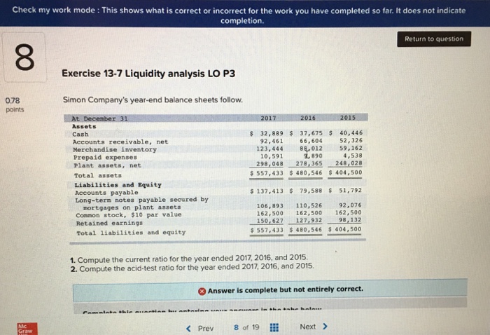  Check my work mode: This shows what is correct or incorrect