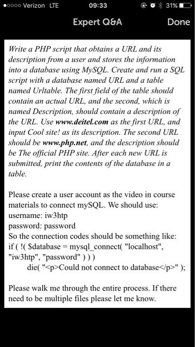  Please write this php script as well as the script that