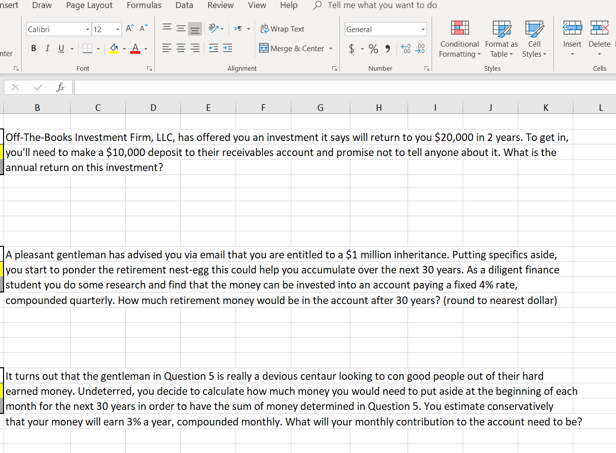nsert Draw Page Layout Formulas Data Review View Help Tell me