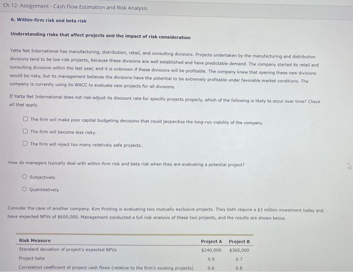  Understanding risks that affect projects and the impact of risk consideration