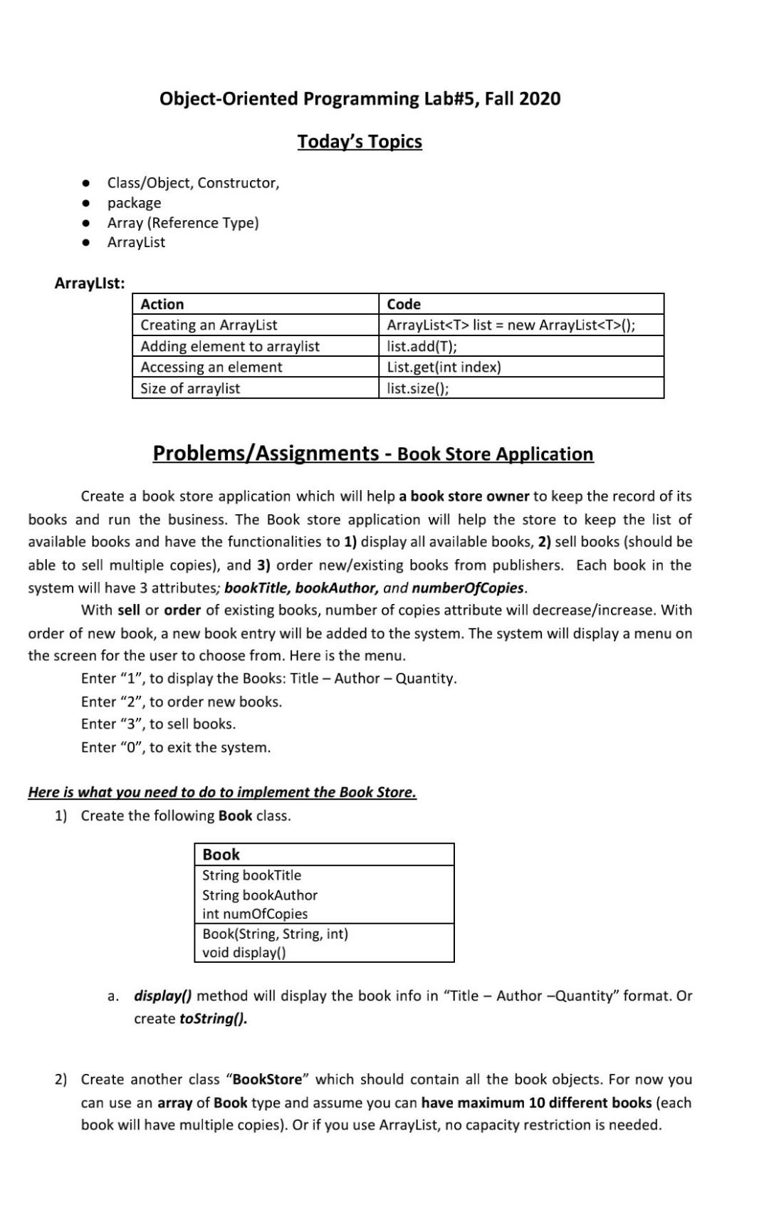  Object-Oriented Programming Lab#5, Fall 2020 Today's Topics . Class/Object, Constructor, package