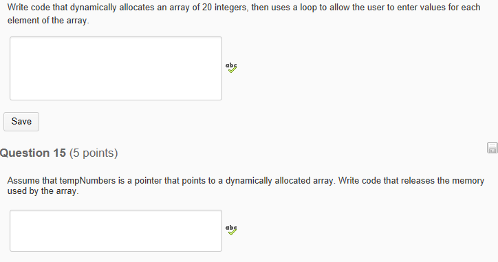 Write code that dynamically allocates an array of 20 integers, then