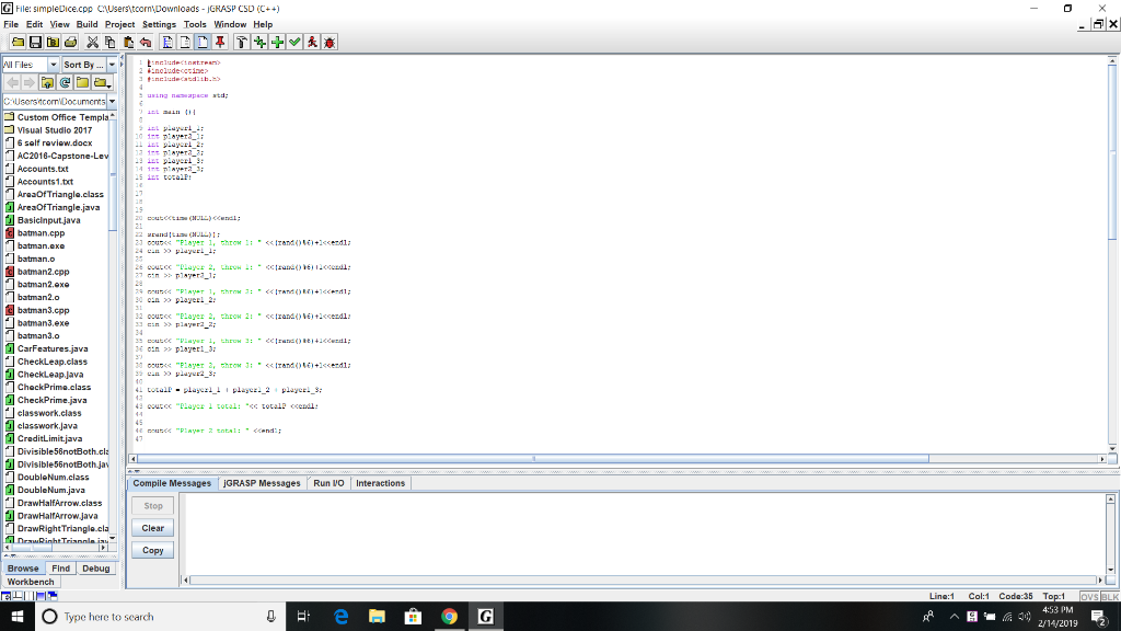 be done below. I also need to use srand and have if