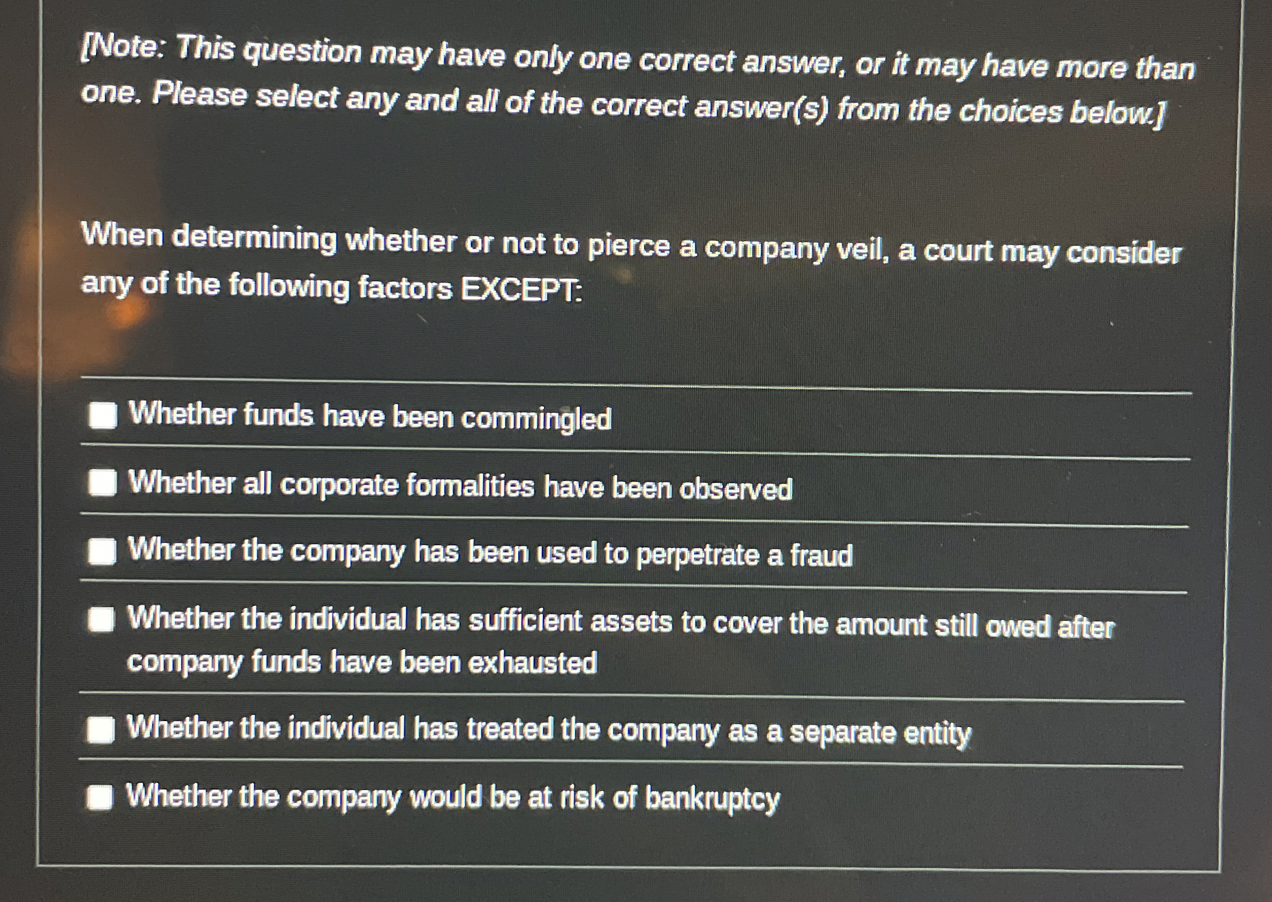  [Note: This question may have only one correct answer, or it