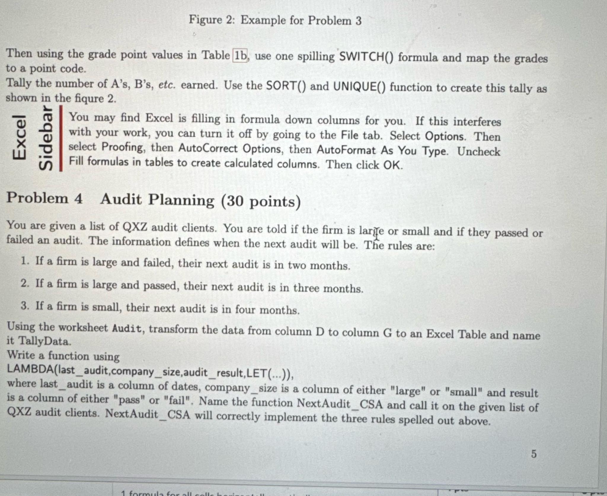  Figure 2: Example for Problem 3 Then using the grade point