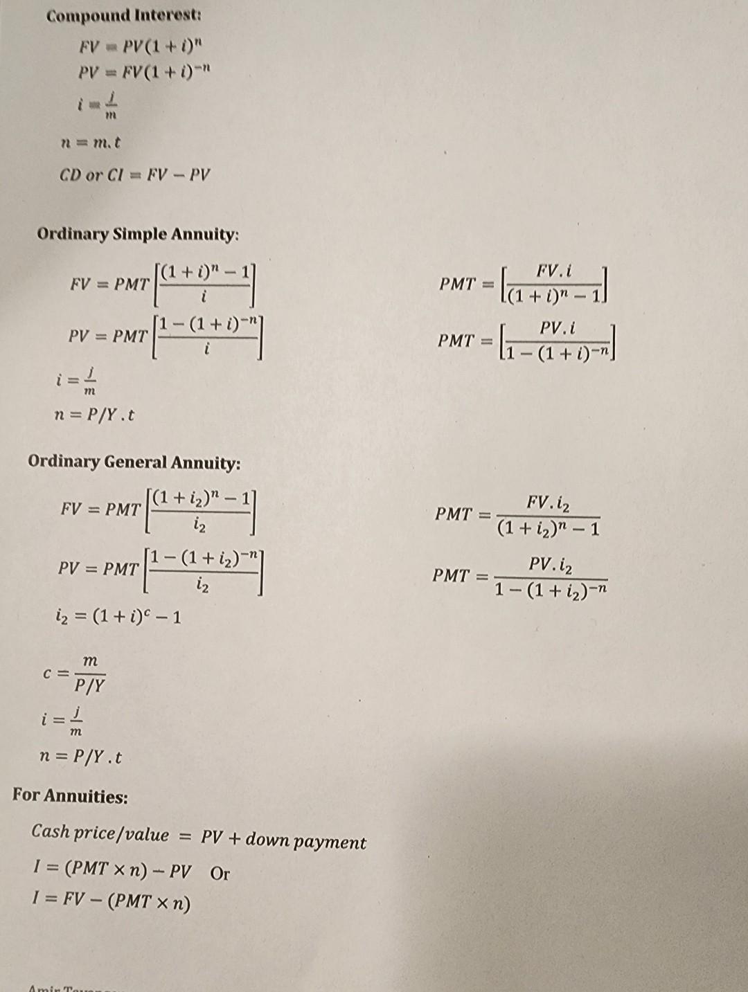 value) of an ordinary general annuity - \\( P M T= \\)