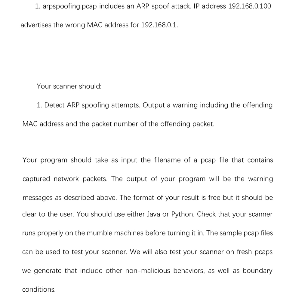 this problem, you will write a simple intrusion detection system to detect