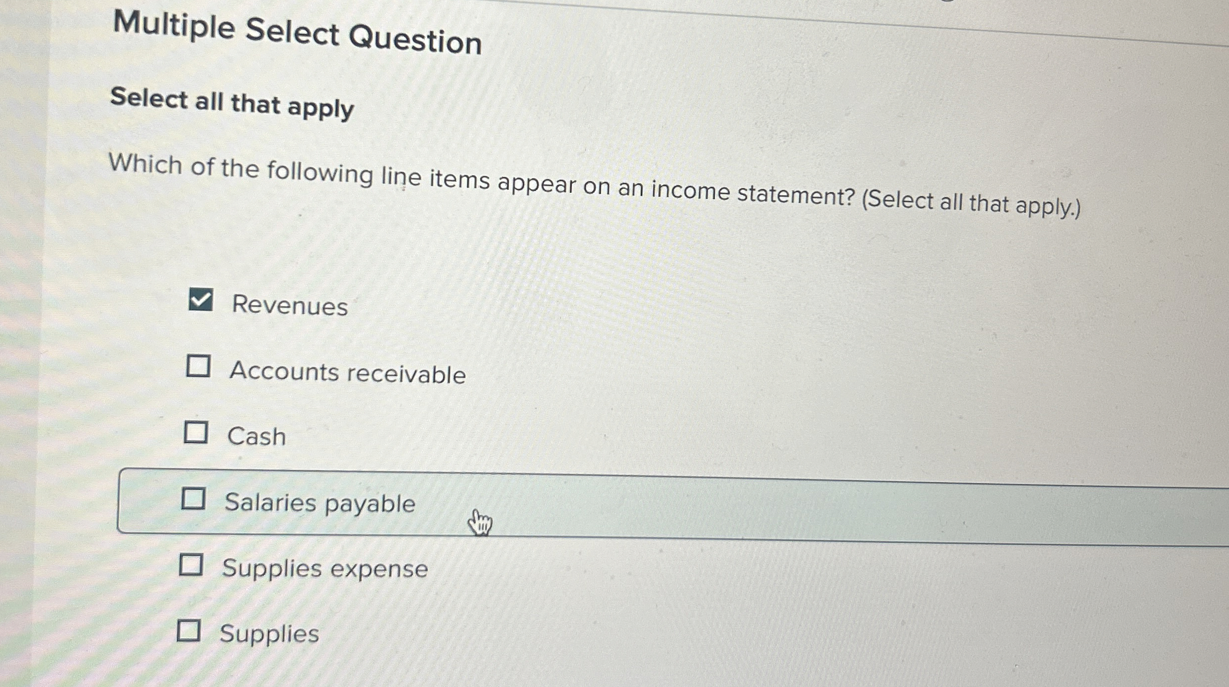  Multiple Select Question Select all that apply Which of the following