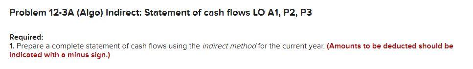year income statement, comparative balance sheets, and additional information follow. For the