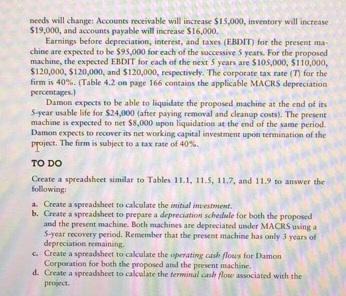  needs will change: Accounts receivable will increase $15,000, inventory will increase